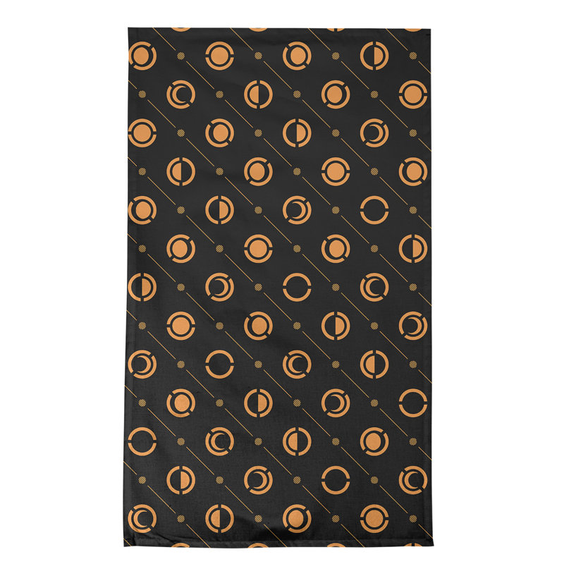 Skeffingt Tea Towel Kitchen Towel, Black/Cantaloupe, Cotton Twill