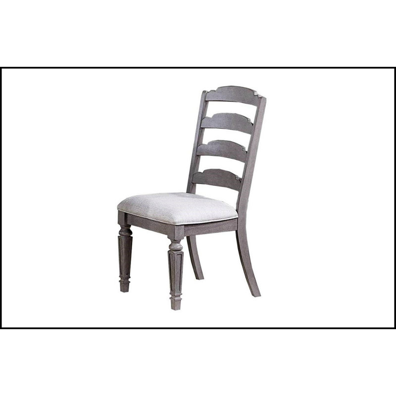Ensemble de 2 chaises d'appoint de style contemporain gris clair avec structure en bois et dossier à échelle pour un repas élégant