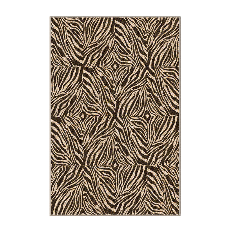 Tapis brun à imprimé animal, Rectangle 8 pi x 10 pi