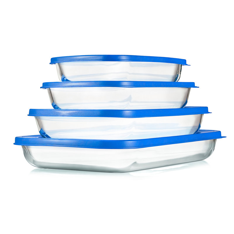 NutriChef 4 Piece Glass Bakeware Set, Blue