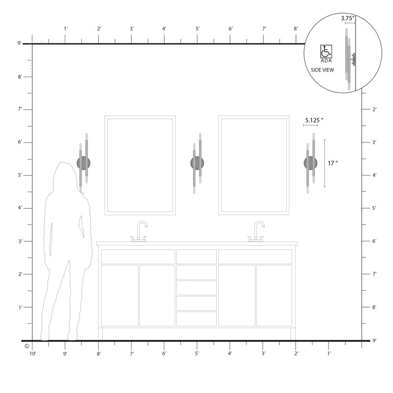 Asherah Steel Candle Wall Light, Black/Brushed Nickel