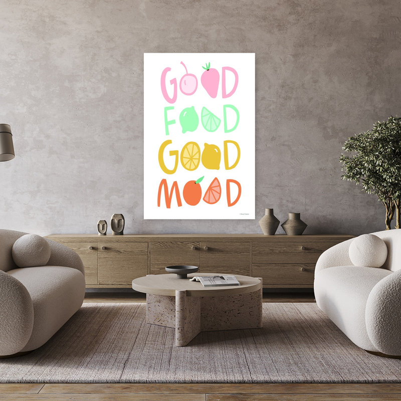 «Good Food Good Mood I», art mural coloré et fantaisiste, H 48 po x l 32 po