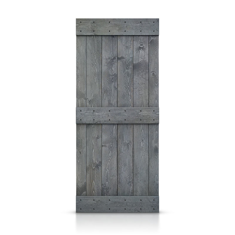 Porte de grange en bois lambrissé sans trousse de quincaillerie d’installation, Gris, 24 po x 84 po