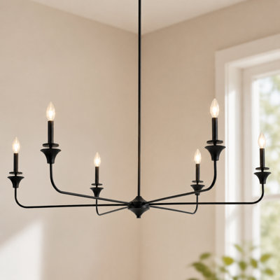 Otho 6-Light 48.8'' W Matte Black Traditional/ Classic Modern Farmhouse Dining Room Chandelier