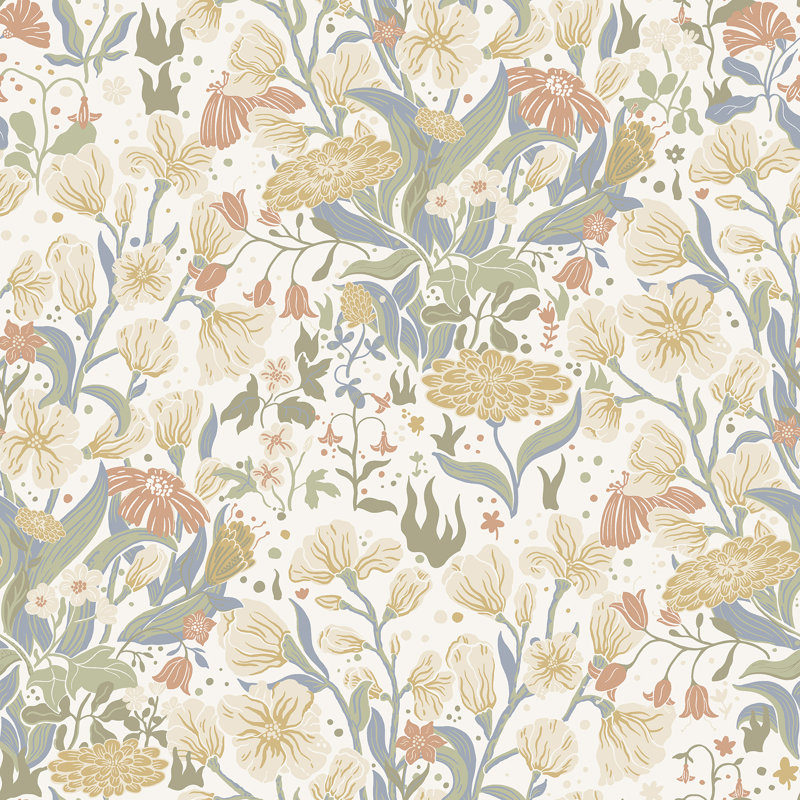 Wallpaper Roll, Beige/Red/Green