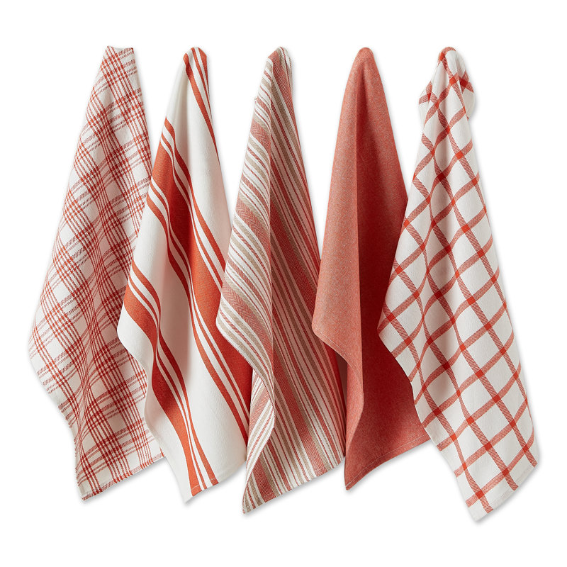 Cotton Waffle Kitchen Towel Linen Set, Orange