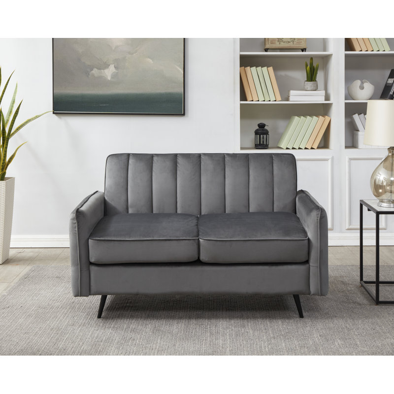 Acke 2 Seater Velvet Loveseat, Graphite 