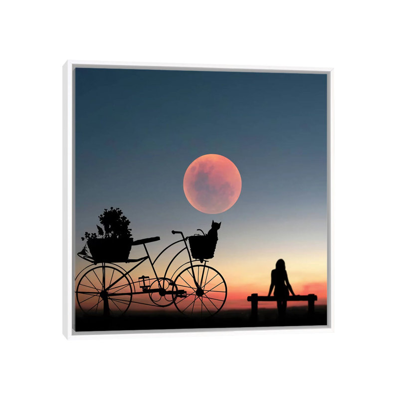 Reproduction de photo « girl on a bicycle » par Abdullah Evindar, H 37 po x l 37 po x P 1,5 po, Toile blanche encadrée