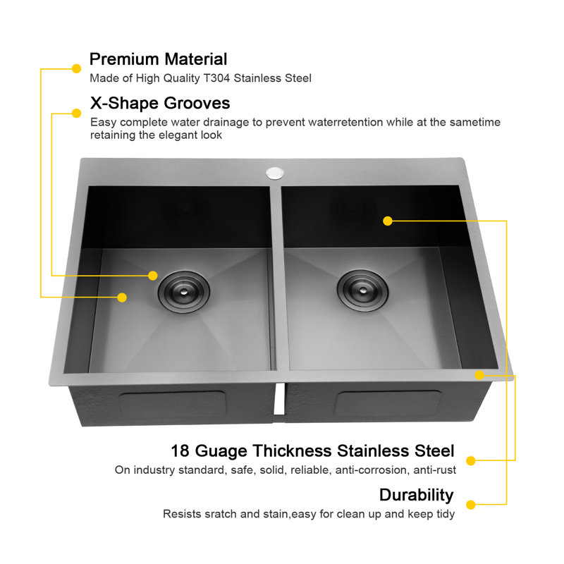14 Inch Undermount Kitchen Sink - Beslend Under Counter Bar Sinks Stainless Steel Single Bowl