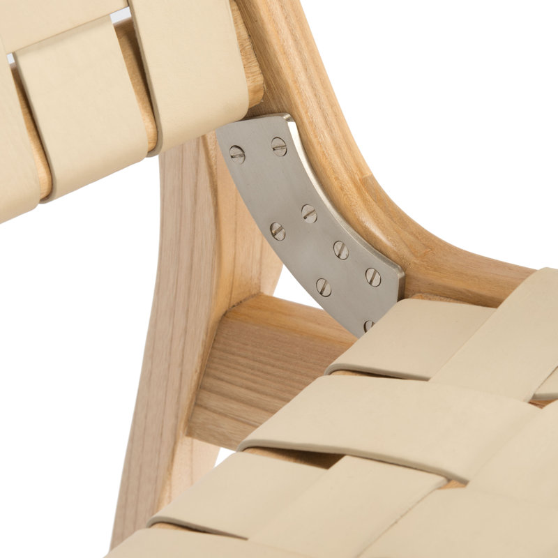 Armchair, Natural, White Genuine Leather