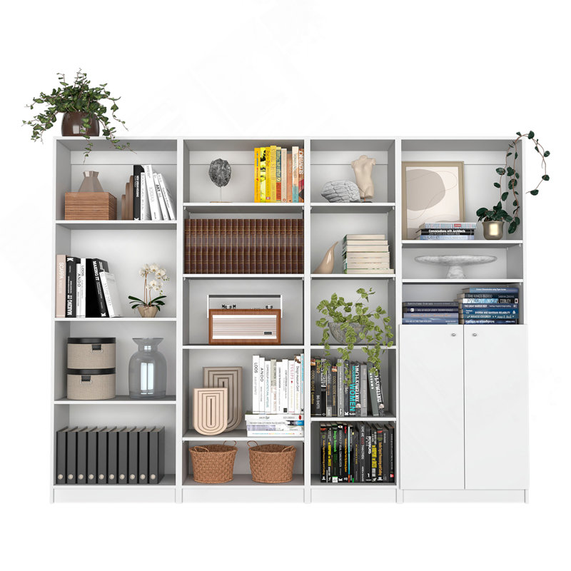 Ensemble de salon 4 pièces avec 4 bibliothèques, blanc