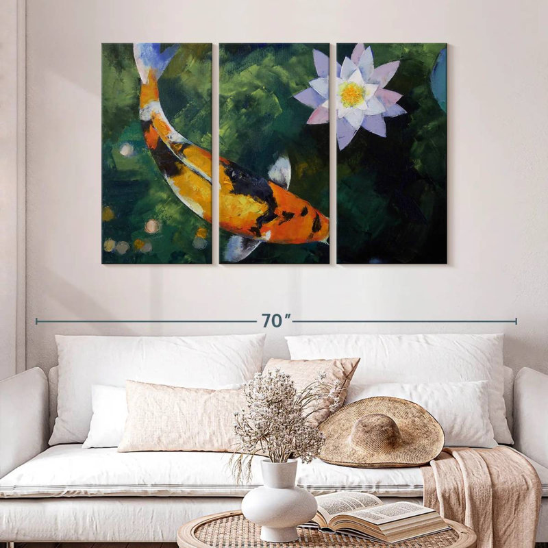 Showa Koi And Water Lily, 32" H x 50" W