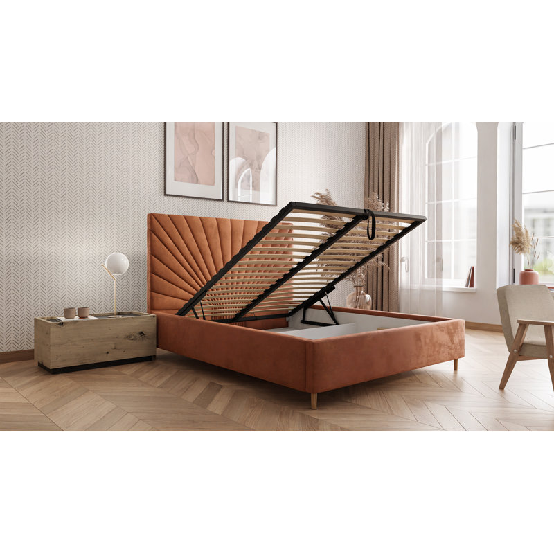 Ahu Upholstered Storage Bed, 140 x 200cm, Red