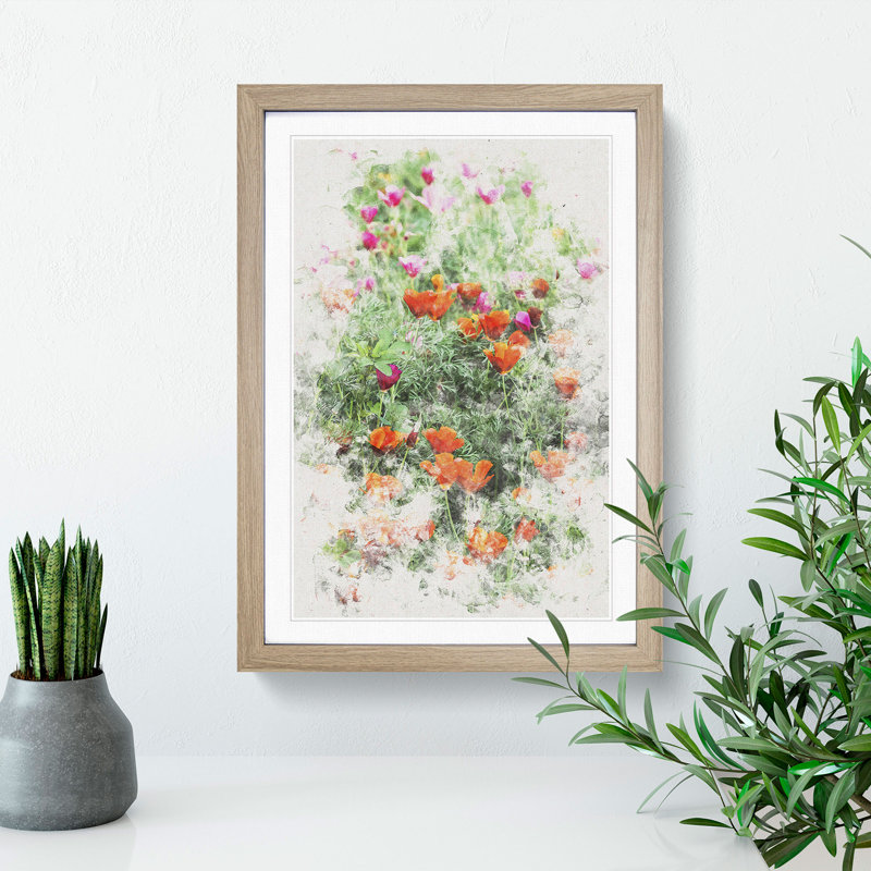 Poppy Field - Picture Frame Painting Print, 87cm H x 62cm W x 2cm D, Oak Framed