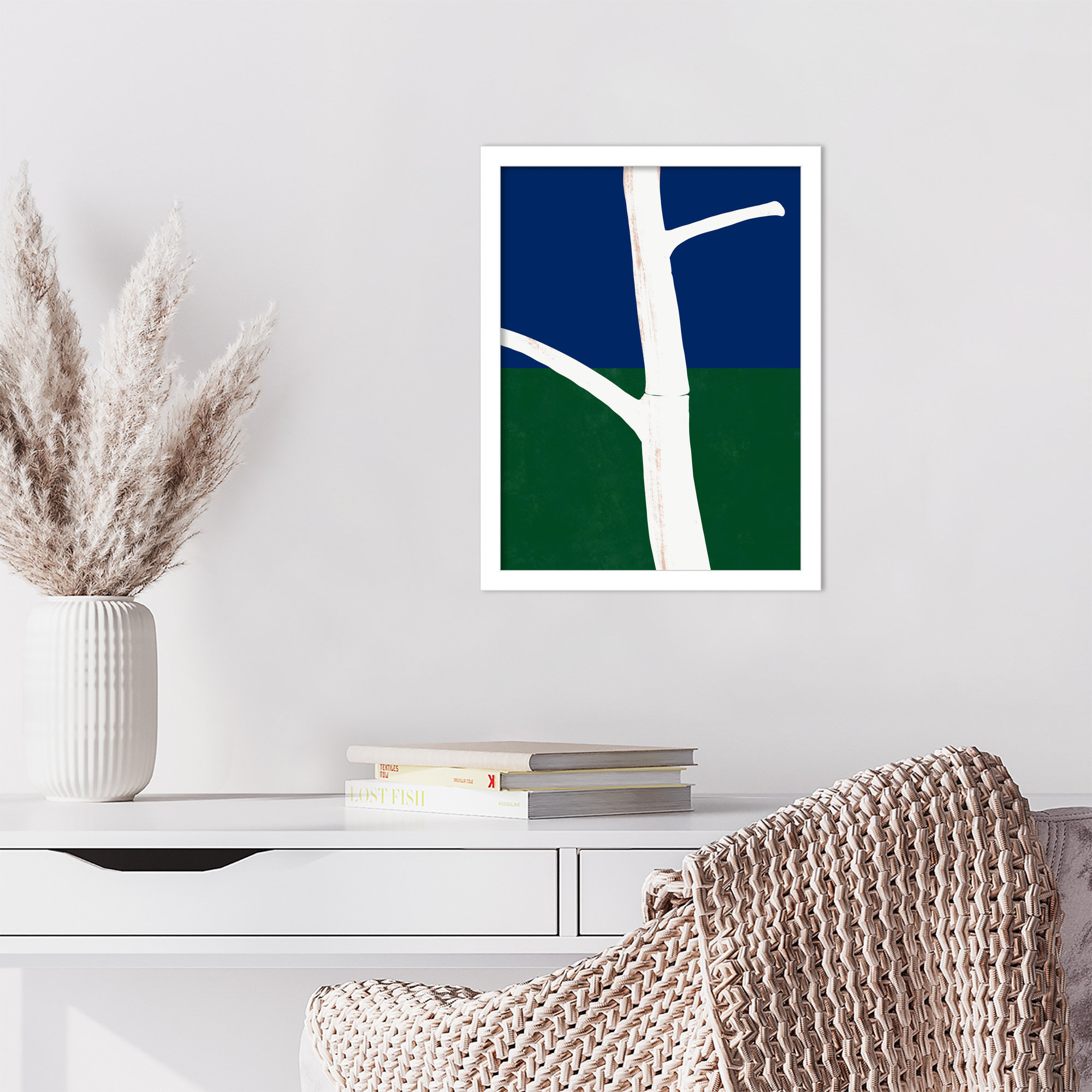 bark by Little Dean Wood Framed Wall Art Print, 17" H x 13" W, Black Framed