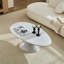 Table basse ovale avec base sculpturale Lucky Stone en fibre de verre gris, table centrale minimaliste moderne de 47,24 pouces