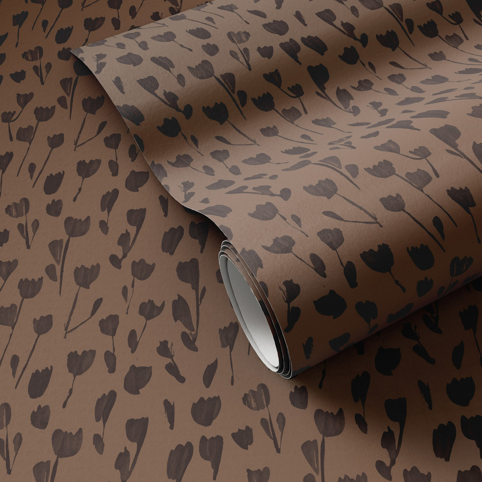 Wild Flowers Wallpaper Roll, Black/Tan I