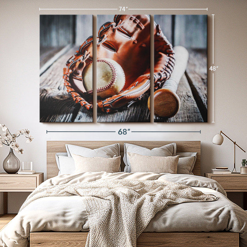 «Baseball Basics» sur toile, H 48 po x l 74 po x P 1,25 po
