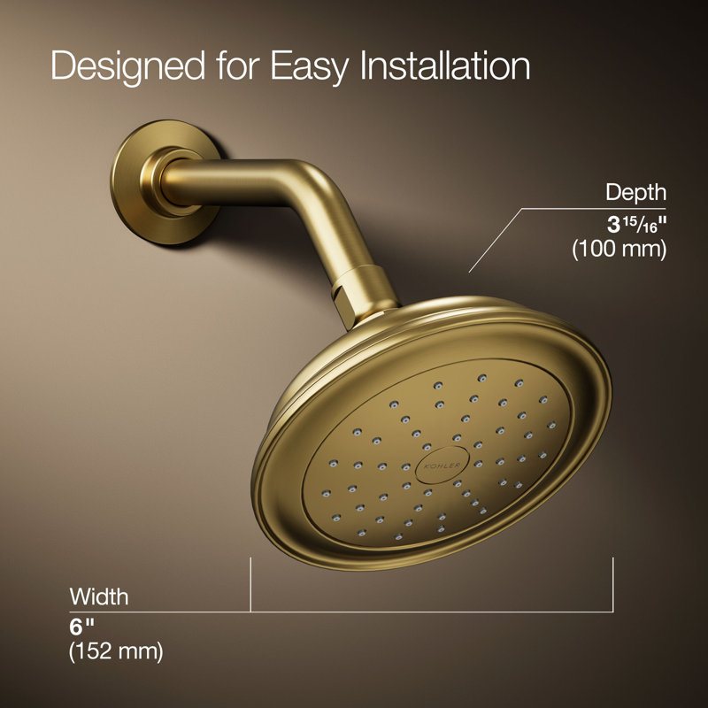Artifacts Full/Standard Fixed Shower Head with Katalyst Air Induction Spray, Vibrant Brushed Moderne Brass