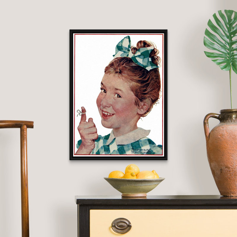 «Girl with String», art mural sur toile, H 26 po x l 20 po x P 1,75 po, Cadre flottant noir