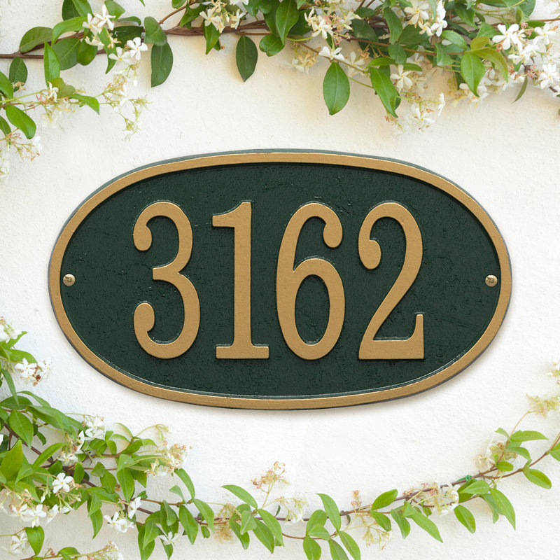 Fast and Easy 1-Line Wall Address Plaque, Green/Gold, Yes