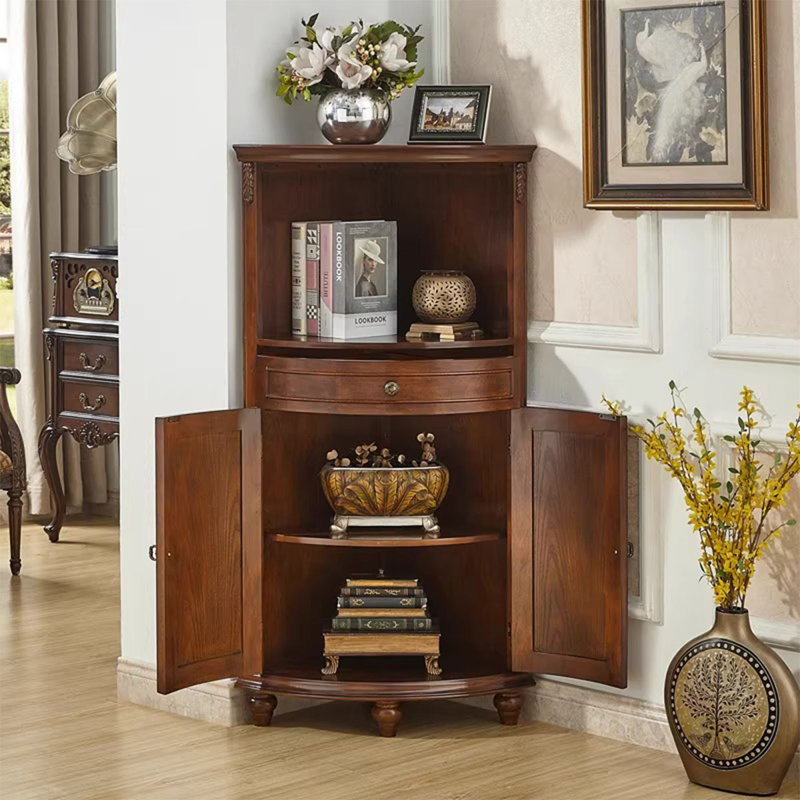 Armoire de coin en bois massif brun