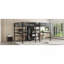 Lit mezzanine simple au-dessus d'un lit simple en métal avec bureau double, armoire et tablettes avec prise électrique pour économiser de l'espace et réduire le bruit-1692493598