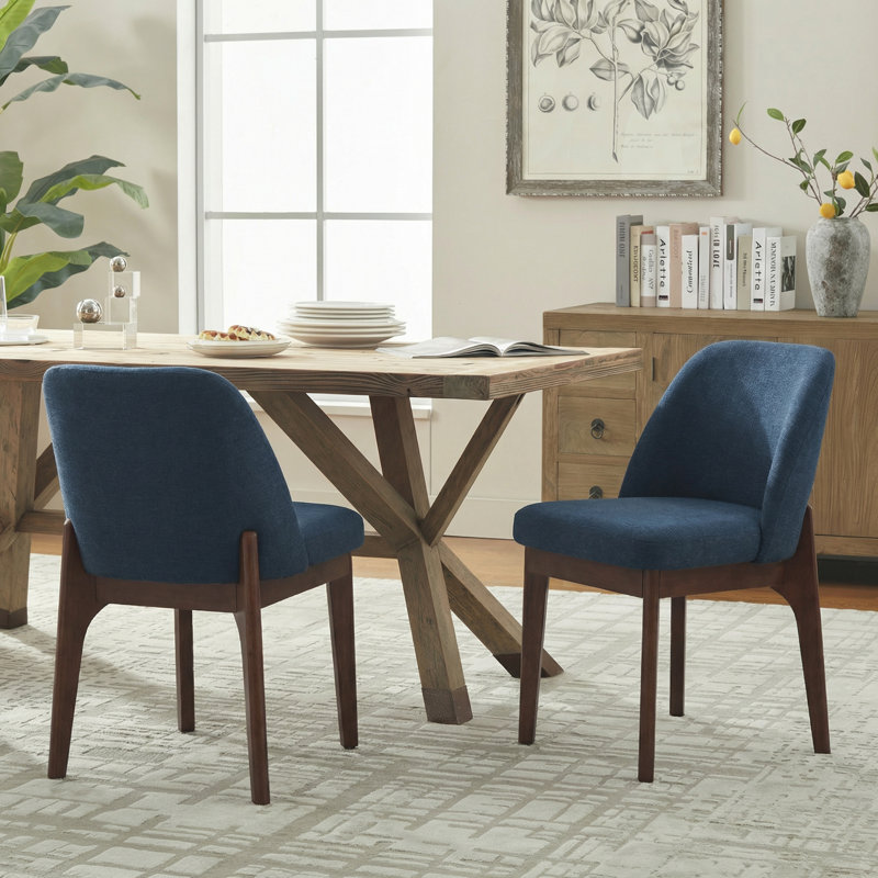  Chaises de salle à manger rembourrées en polyester 19,5 po Bason, Bleu