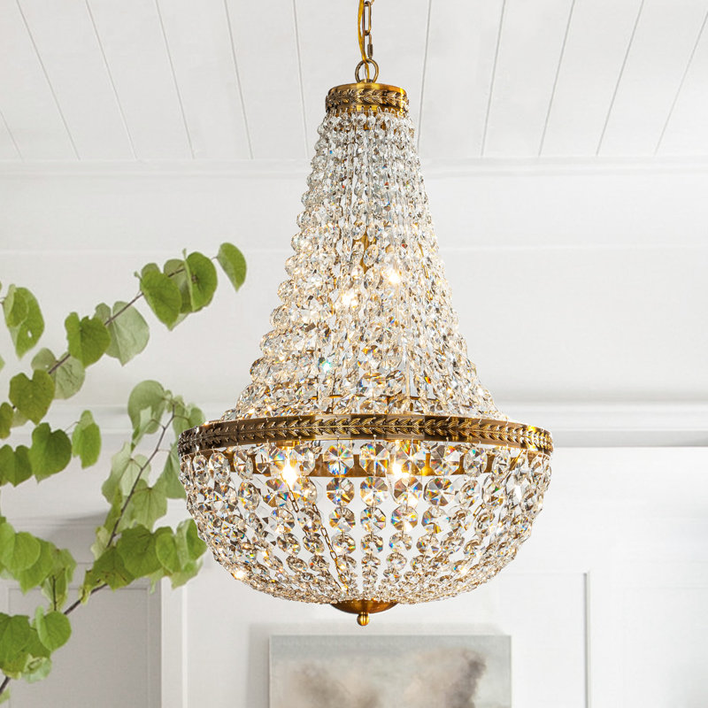Lustre corbeille 4 lumières avec détails en cristal Georgett, H 30 po x l 18 po x P 18 po