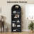 75.2" Tall Arched Bookshelf, 6-Tier Modern Bookcase, Freestanding Curved Etagere Display Rack For Living Room, Home Office, Black-757433320