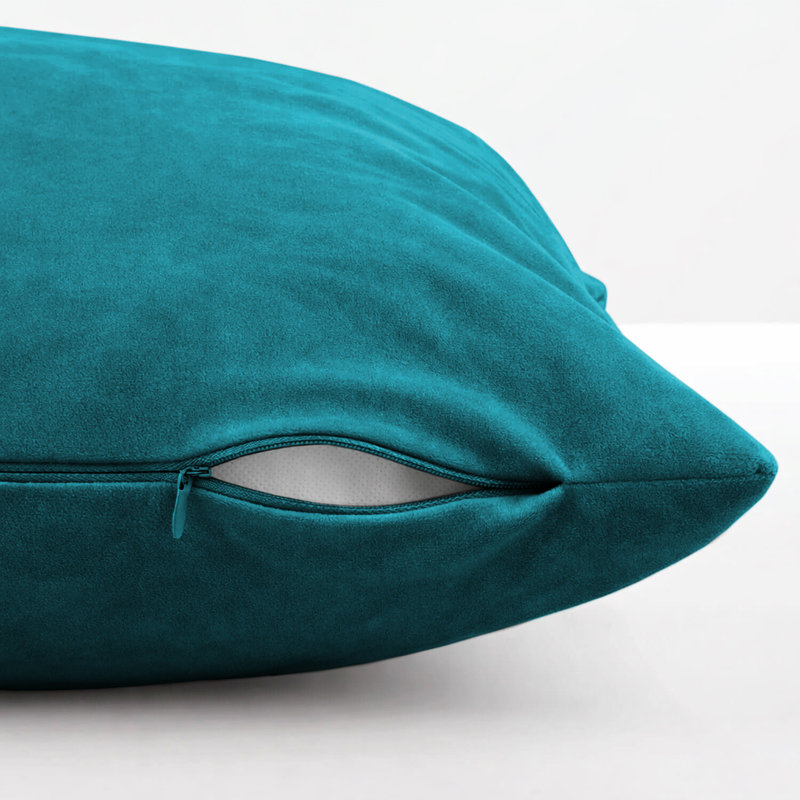 Square Luxury Velvet Throw Cushion Covers for sofa, couch set of 4, Teal
