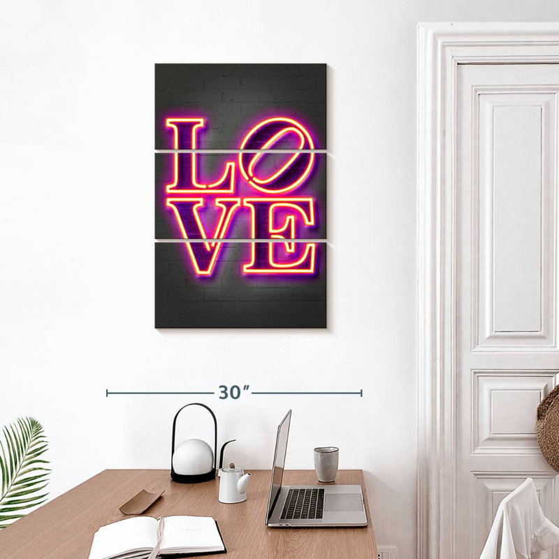 Kema Love In Neon Wall Sign, 32" H x 20" W