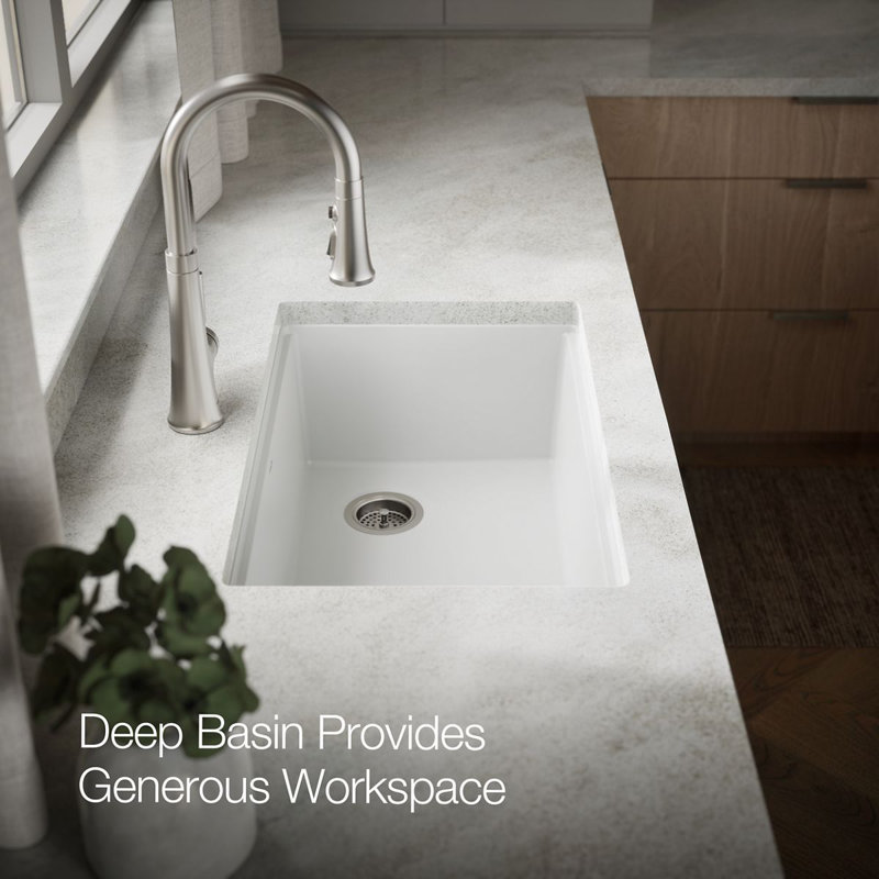 Billings Undermount Single-Bowl Kitchen Sink, White/Gray