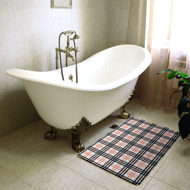 Tapis pour salle de bain Philadelphia, l 17 po x L 24 po, White/Orange
