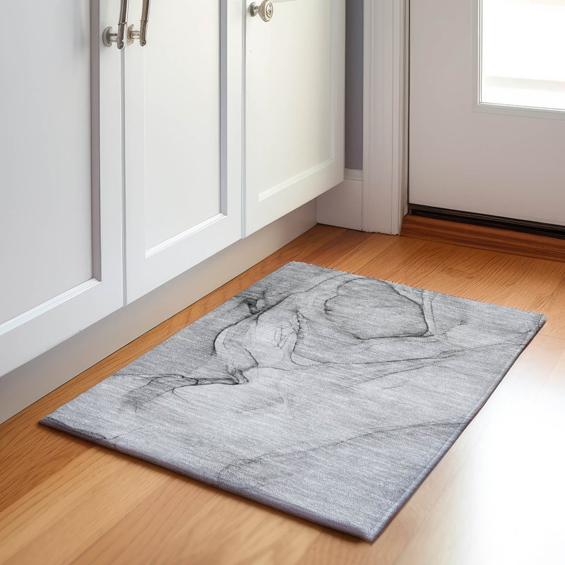 Premium Machine Washable Cerrito AMF502 Gray Rug, Rectangle 1'8" x 2'6"