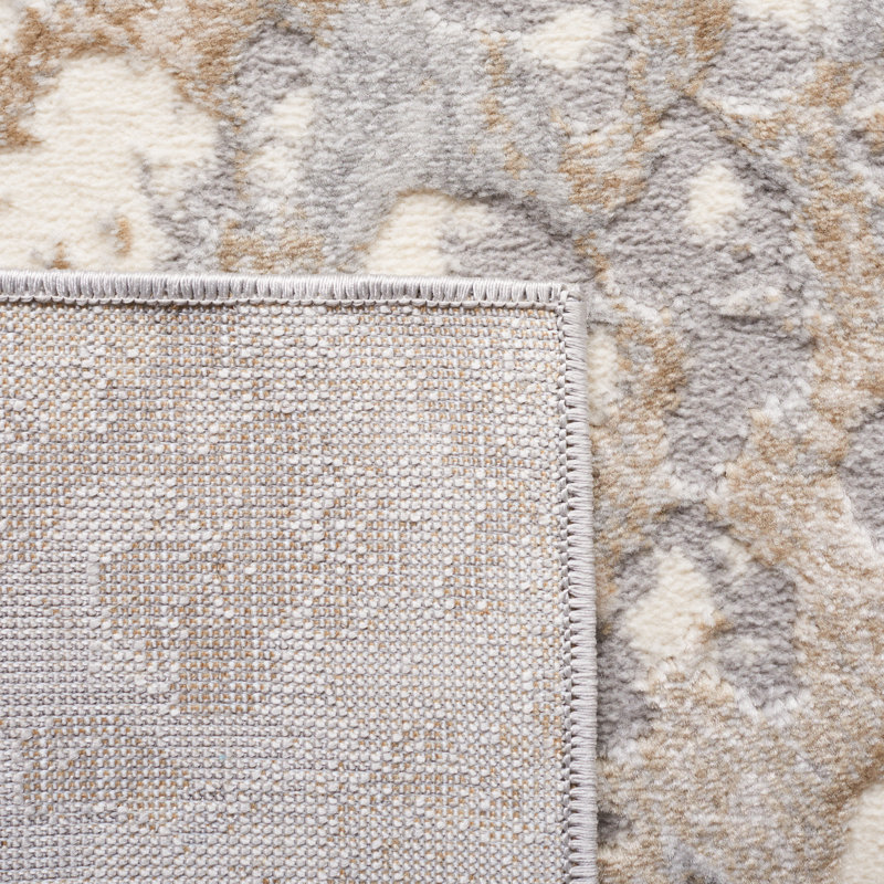 Esterley Abstract Area Rug in Ivory/Gray, Square 6'7"