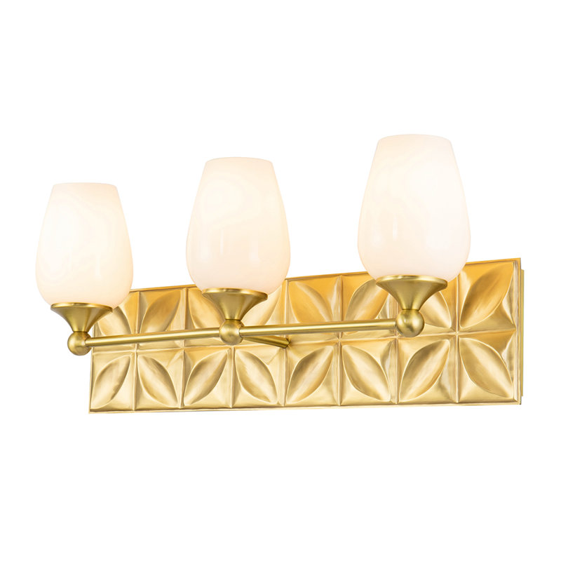 Stier Modern 3 Light Vanity, Brass, Frosted
