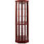 Vitrine 6 tablettes avec tablettes réglables en verre et dossier en miroir dans un joli coin trempé cerise-787004521