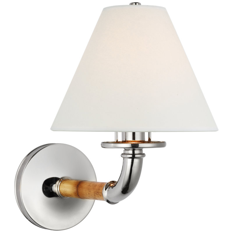 Ralph Lauren Dalfern Medium Single Sconce, White Parchment, Polished Nickel
