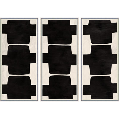 Black And White Abstract 3 Triptych (Var. 2) Print by Paule Marrot