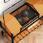 Habitat tortue avec support de lampe réglable, enceinte en bois avec tablette de rangement, deux maisons principales, plateau fixe, couvercle ouvrable, jaune