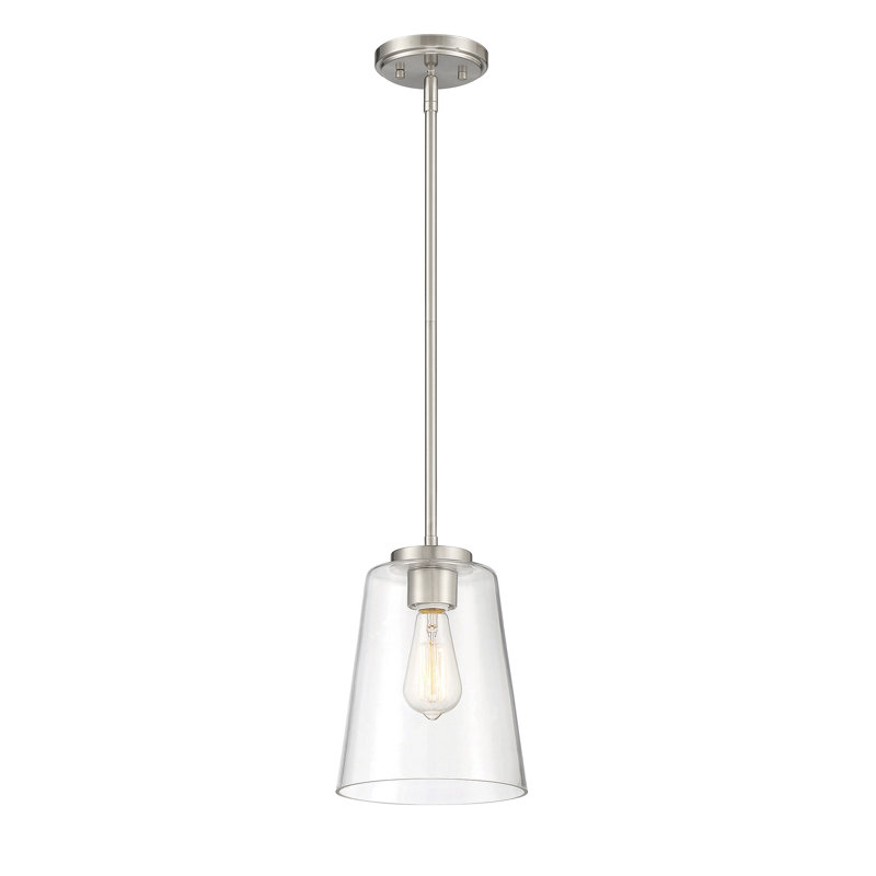 Luminaire suspendu conique à 1 lumière Macklin, Nickel satiné