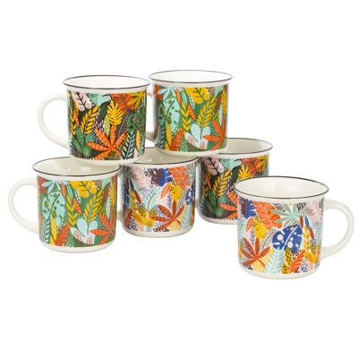 6pc Summer Leaf Mugs