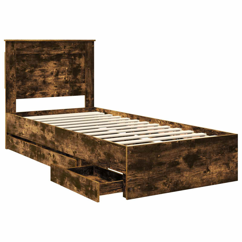 Bed, Smoked Oak, European Single (90 x 200 cm)