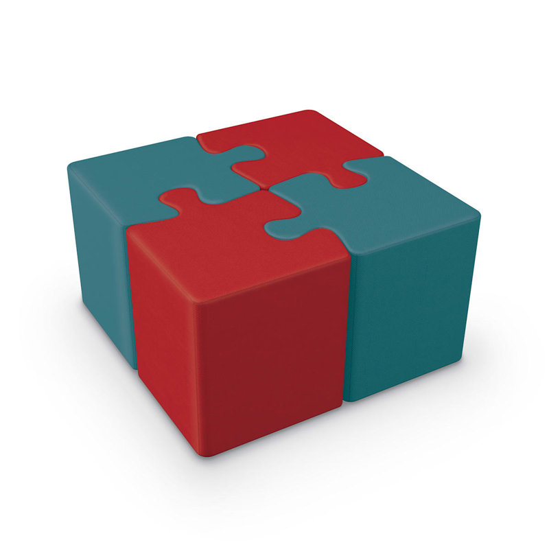 Ensemble de 4 pièces de puzzle repose-pieds Lagoon Imperial, Bleu/rouge