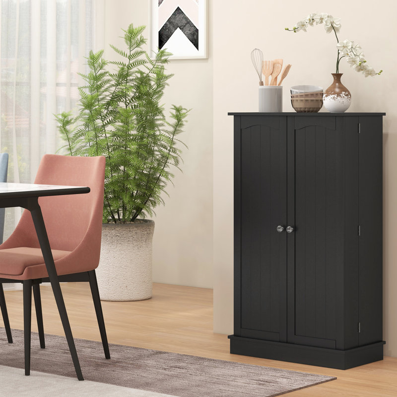 41" Freestanding Kitchen Shelf, 12 Door Shelves, 5 Adjustable Shelving, Black For Pasta And Rice Storage Pantry, Black, Store Your Accessories