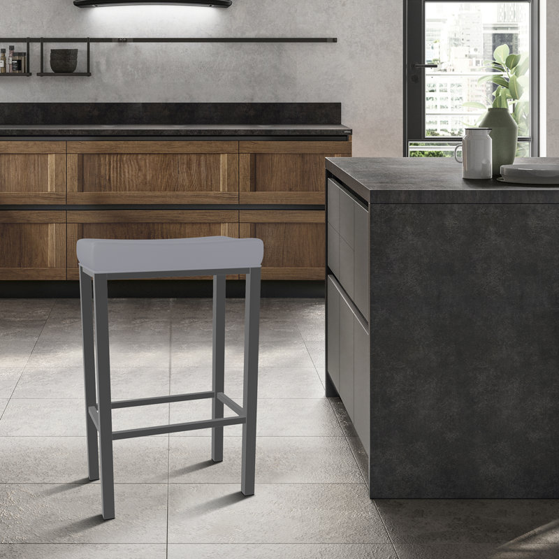 Groveland Bar & Counter Stool, Bar Stool (30" Seat Height), Steel Seat/Firestone Gray Frame