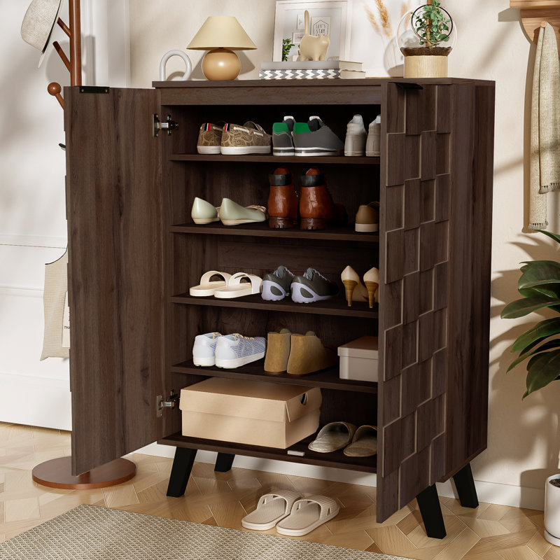 15 Pair Shoe Storage Cabinet, Walnut