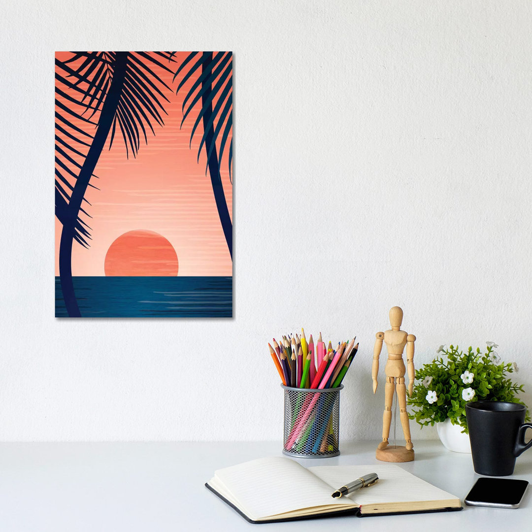 Tropical Beach Sunset - Wrapped Canvas Graphic Art