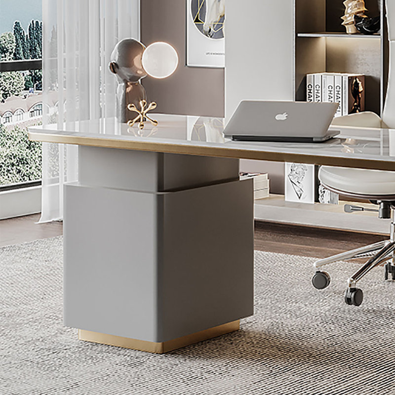 Bureau italien moderne et minimaliste: plateau en ardoise massif, H 29,5 po x l 70,9 po x P 27,6 po